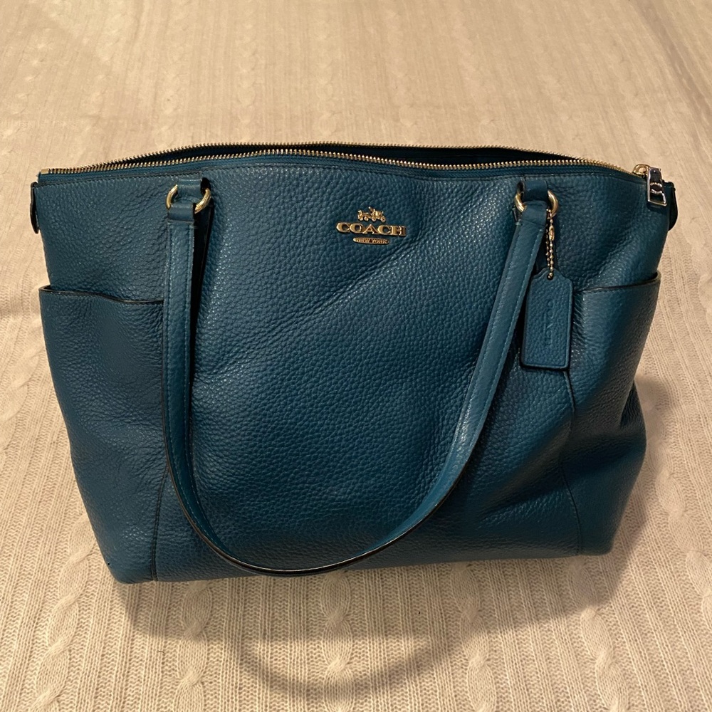 Coach Teal Leather Tote Bag